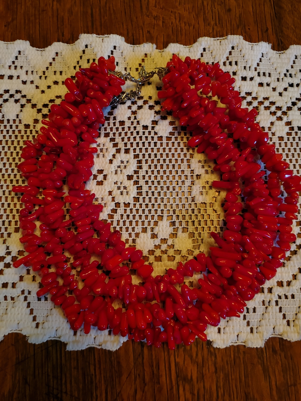 Genuine Red Coral 5 Strand Necklace